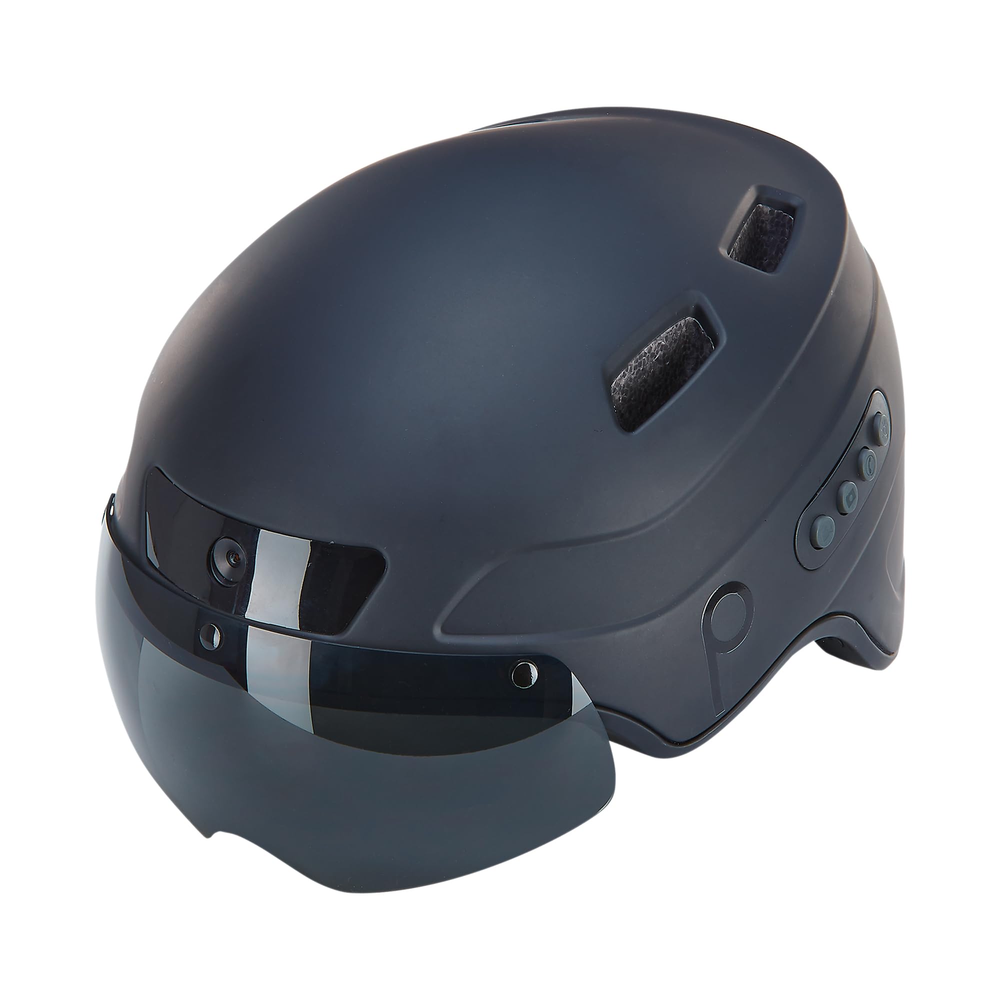 Prophete SMART Kask rowerowy dla dorosłych i młodzieży, technologia Inmold, Bluetooth, aparat Full-HD, system głośnomówiący, nawigacja i sterowanie muzyką, czarny, rozmiar M (54-58 cm)