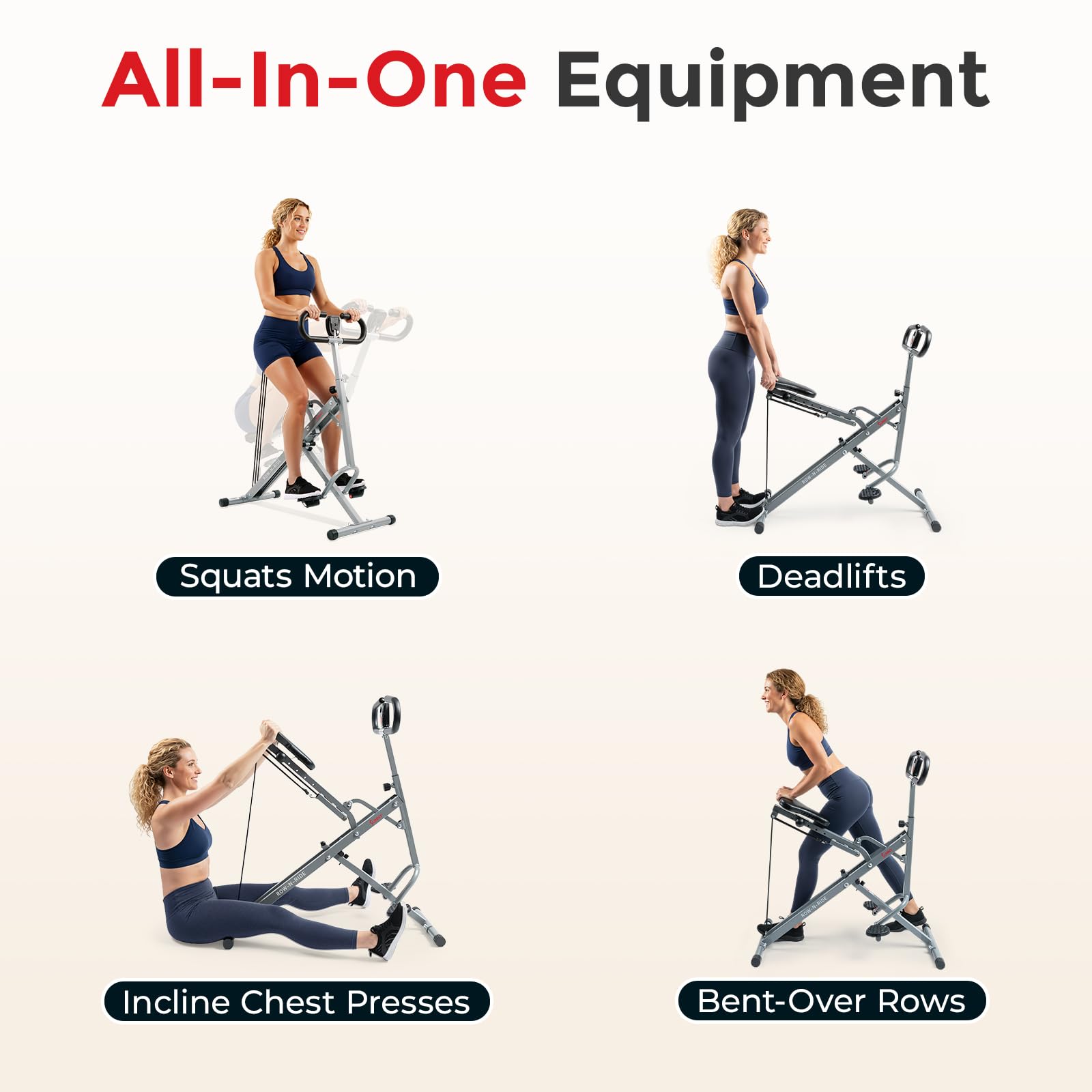 Sunny Health & Fitness Row-N-Ride Squat Machines for Home Glutes
