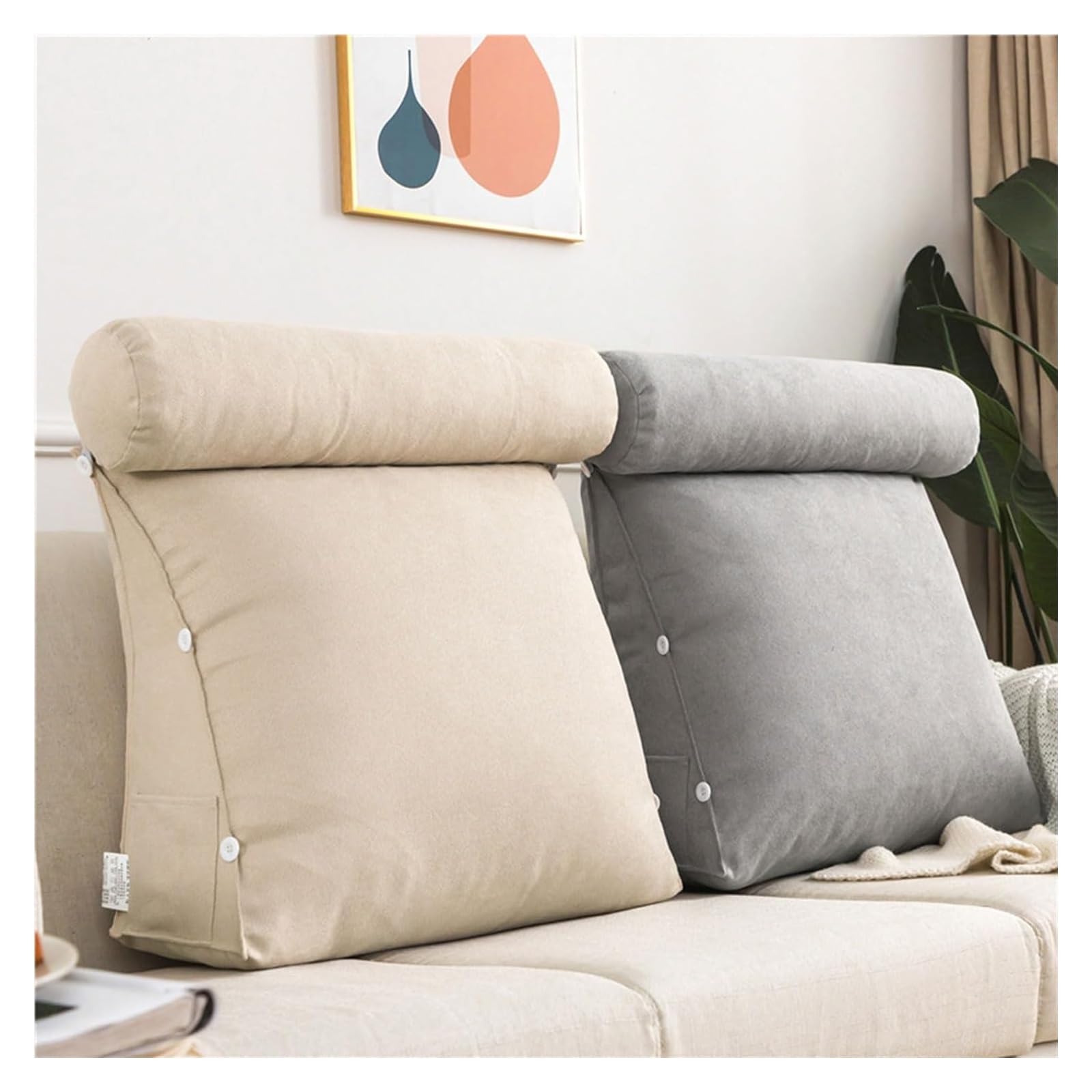 cuscino per la schiena, Cuscino con collo regolabile, memory foam triturato per testiera del divano, supporto lombare ergonomico(Orange,60 x 50 x 20 cm)