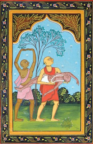 Aquarelle sur Patti Chaitanya Mahaprabhu par Chou-Rave Behera œuvre d'art indien d'exception