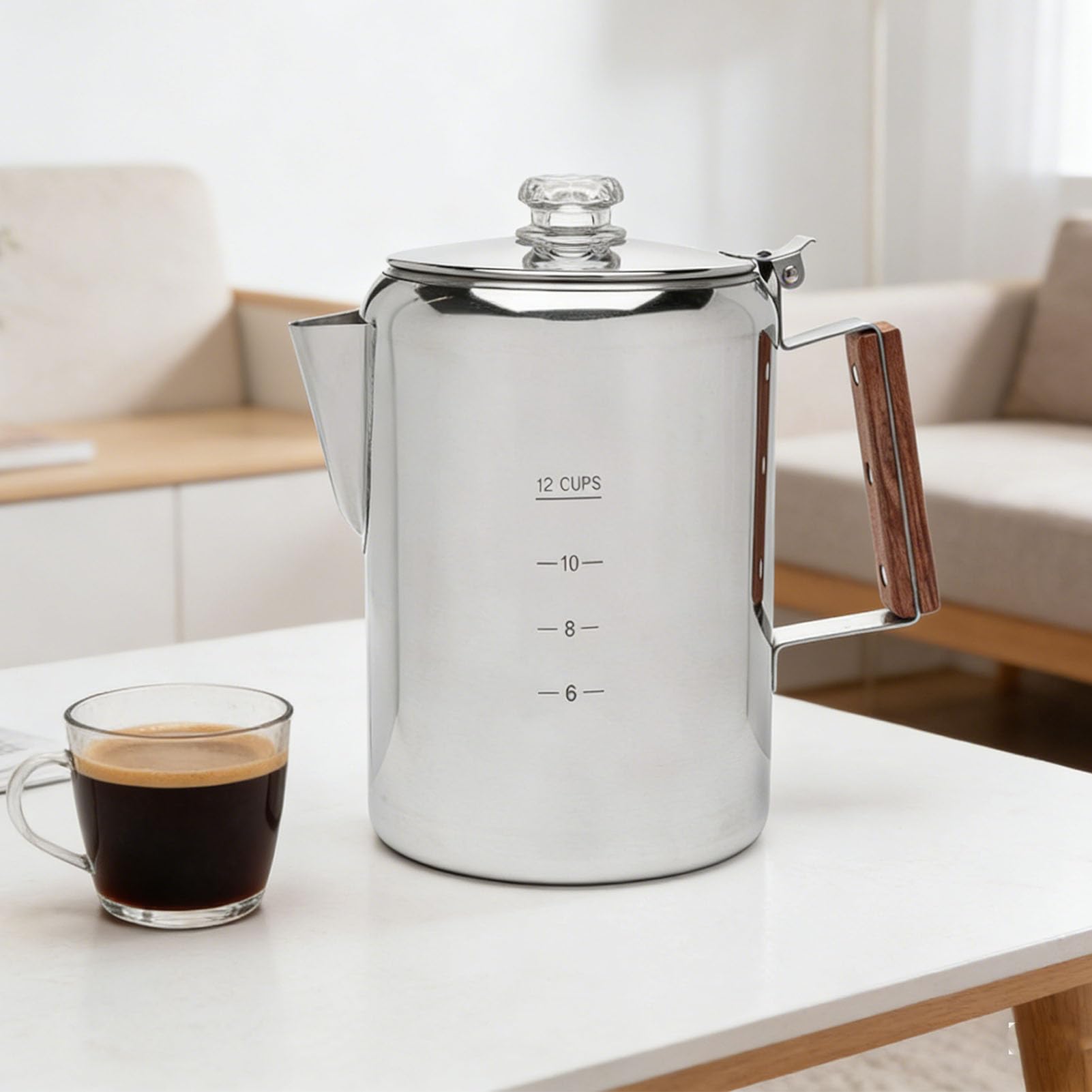 Haofy Caffettiera a Percolazione in Acciaio Inox, Caffettiera con (12
