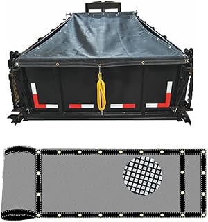 KPSON Dump Trailer Tarp Mesh with Grommets/ Heavy Duty Dump Truck Tarp with Tough Vinyl- Coated Fabric Inside of Double 6'' Pockets, Applied on Dump Truck and Trailer Tarp System (8'X10', Black)