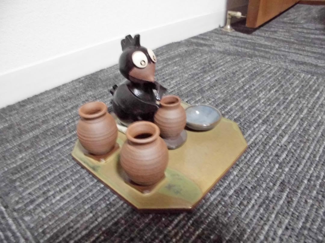 Amazon.co.jp: 丹波焼 愛嬌のある陶器の置物 カラスの陶芸家 リビング