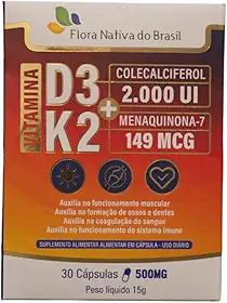 Vitamina k2 (Mk-7) + Vitamina D3 30 cápsulas - Flora Nativa