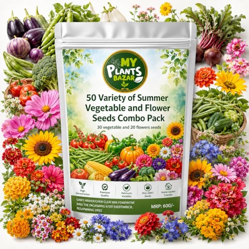 Image of 50 Variety Summer Veg & Flower Seeds Combo Pack (30 Veg + 20 Flower Seeds) | High Germination Garden Seeds Kit for Home Gardening | Suitable for Balcony, Terrace & Kitchen Garden