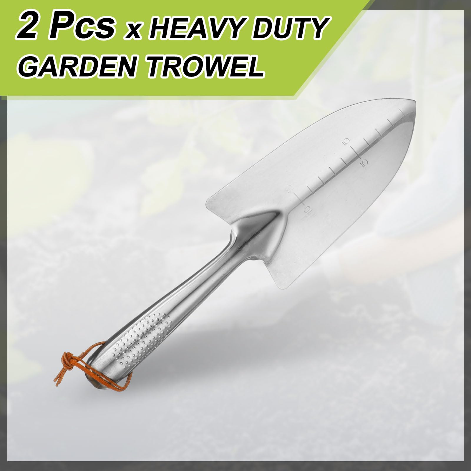 QUARKZMAN 2pcs Pala da Giardinaggio Manuale 11,4 x 3,3" in Acciaio Inossidabile con Marcature di Profondità per Trapianto con Manico Attrezzi da Giardinaggio