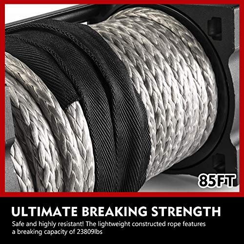 FIERYRED Electric Synthetic Rope Winch - 13000 lb. Load Capacity Fit for Jeep,Truck,SUV with Wirless Remote & Corded Control - Thumbnail 6