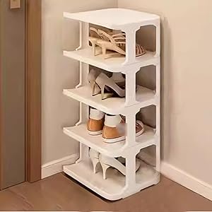 Zapatero Estrecho y Alto Apilable Material PP Engrosado, Estable y Resistente Fácil de Instalar Zapatero Estrecho para Pasillo, Salón, Dormitorio (Color : White, Size : 27 * 24 * 60cm)