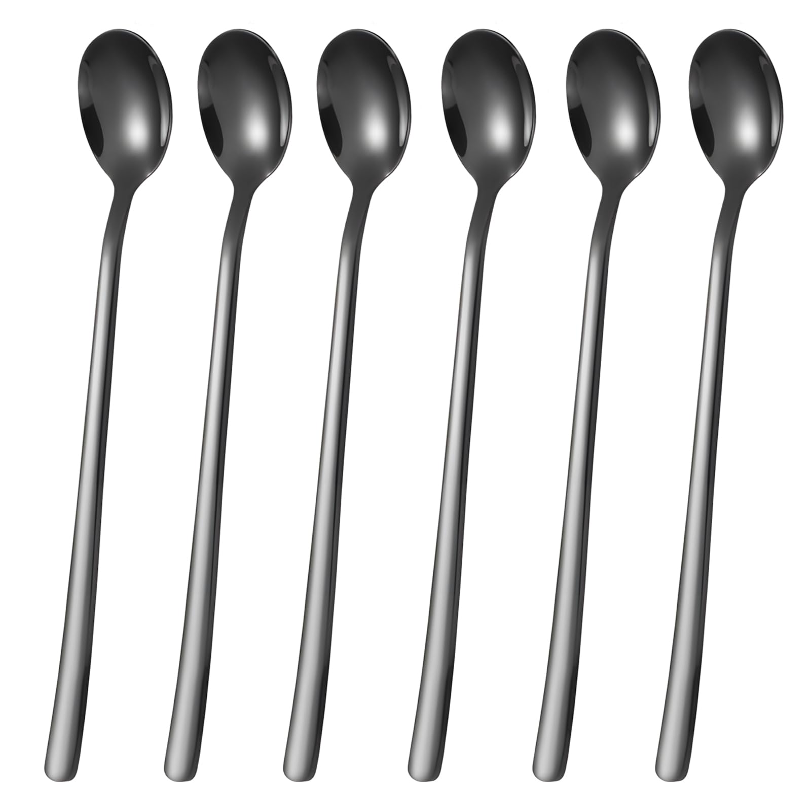 Foyscr 6 Piece Long Handle Tea Spoon, Latte Spoon, Stainless Steel 9-Inch Coffee Scoop, Stirring Ice Cream Scoop, Ideal Spoon Choice for Iced Coffee, Iced Tea, Milkshakes, Ice Cream, Cool Desserts โ image 1