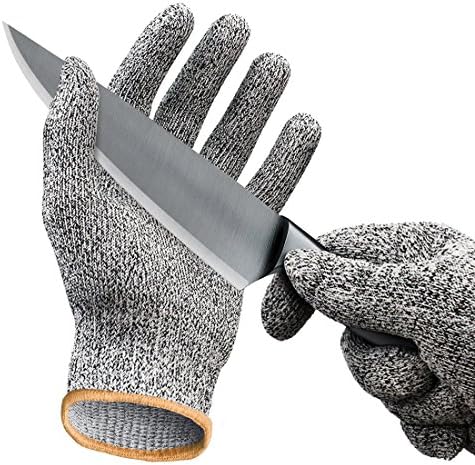 Cut Resistant Gloves / Cut Gloves - Cutting Gloves for Pumpkin Carving, Wood Carving, Meat Cutting and Oyster Shucking - Cut Proof Gloves with Level 5 Protection (Small, Medium, Large, Extra Large)