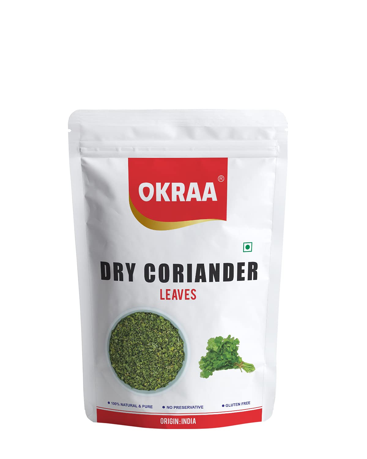 OKRAA Dry Coriander Leaves - 100 GM/Dehydrated Leaf / (Dhania) Dry Leaves/Organically Grown and Steam-Sterilised