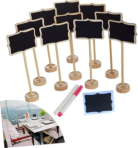 Miniatura 2 de WOFASHPURET Paquete de 10 pizarras para exhibición de alimentos, pizarra de tiza para niños, etiquetas de alimentos para bufé, pizzarrones para