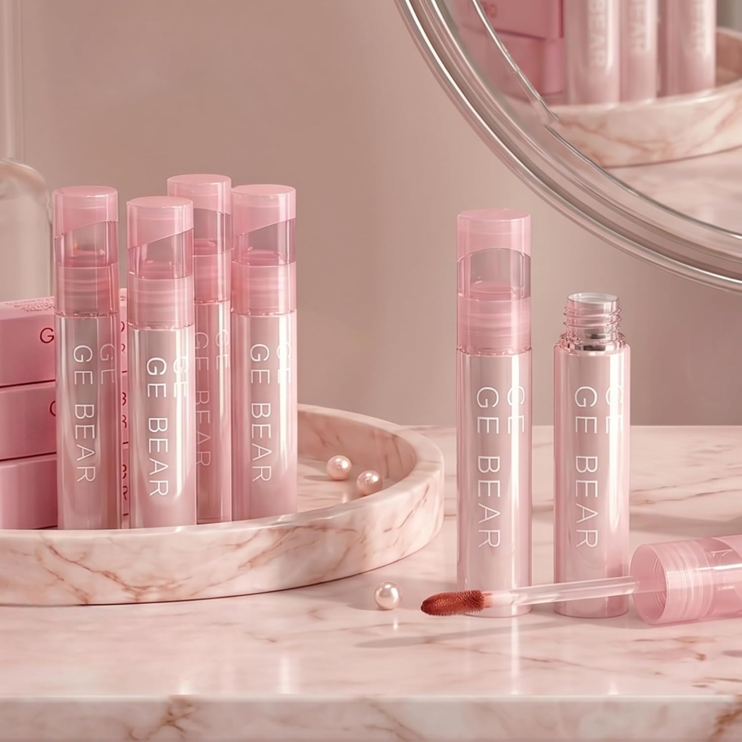 Gege Bear Water Ice Color Lip Gloss | Lightweight Formula for Soft, Shiny, Plump Lips | Glossy Moisturizing Finish with Smooth Application | Beautiful Shades Including Peach, Berry & Nude | High Shine for Party Looks | Cute Korean Style Lip Gloss for Women & Girls (04# Cold Sea Peaches, 3g)-image-10
