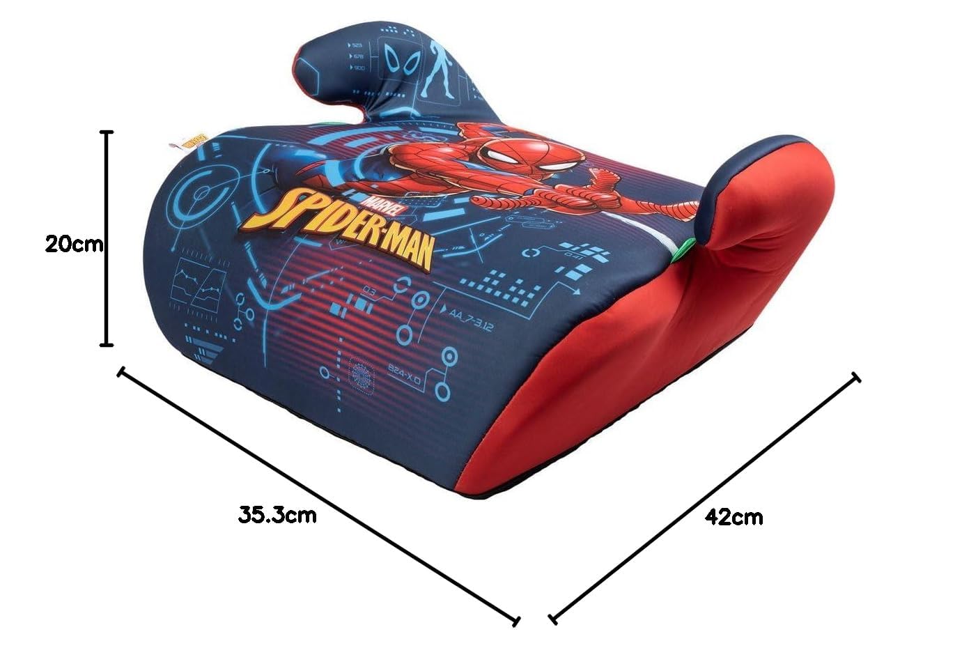 Asiento de coche infantil i-Size ECE R129. Elevador de coche para niños de 6 a 12 años, 125-150 cm, 22-36 kg (Spiderman)