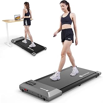 DeerRun Under Desk Walking Pad Treadmill with 6% Manual Incline, 0.6-3.8 MPH Walking Speed, 2.5 HP, 300 lb Capacity, App & Remote Control, for Home Office & Small Spaces