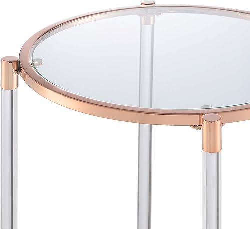 Miniatura 7 de Convenience Concepts Royal Crest - Mesa auxiliar de cristal acrílico de 2 niveles, oro rosa/cristal Oro rosa/cristal,Vidrio/Oro