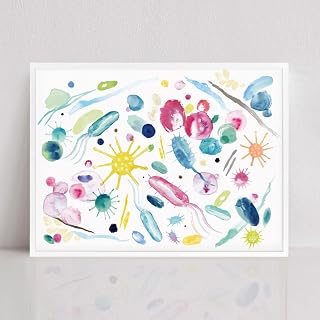 Amoeba Virus Bacteria Poster, Science Art, Microbiology Print, Watercolor Abstract Art Print Vertical Poster And Canvas