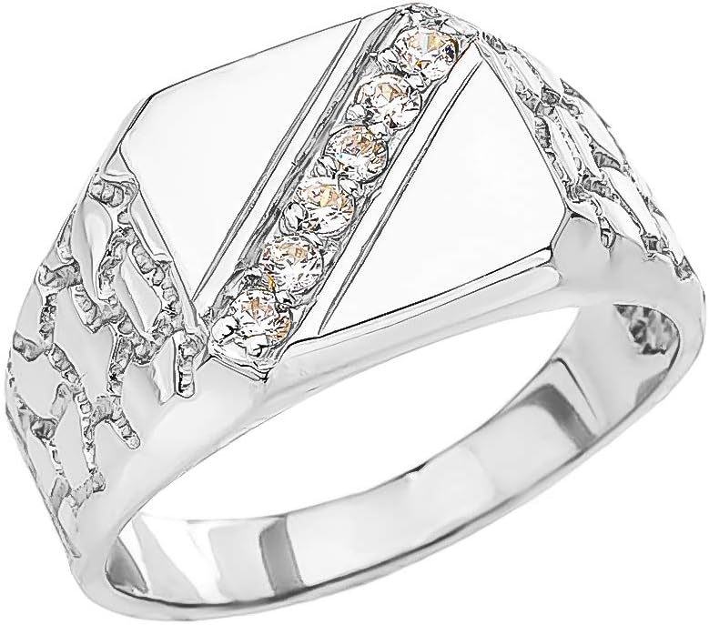 Men's Fine Sterling Silver Signet CZ