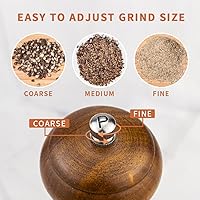 Vista 7 de Juego de molinillo de sal y pimienta, cocteleras de madera con molinillo de sal de núcleo de cerámica ajustable y molino de pimienta, 8 pulgadas