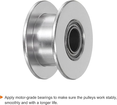 Miniatura 10 de HARFINGTON 2 piezas 2GT Polea tensora de 0.118 in de diámetro de 0.512 in de diámetro. Correa dentada de aluminio sin dientes para cinturón de 0.236
