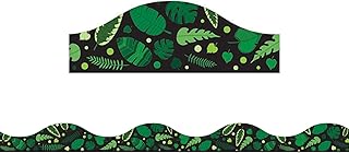 Ashley Productions Magnetic Scallop Border, Greenery on Black, 12 Feet