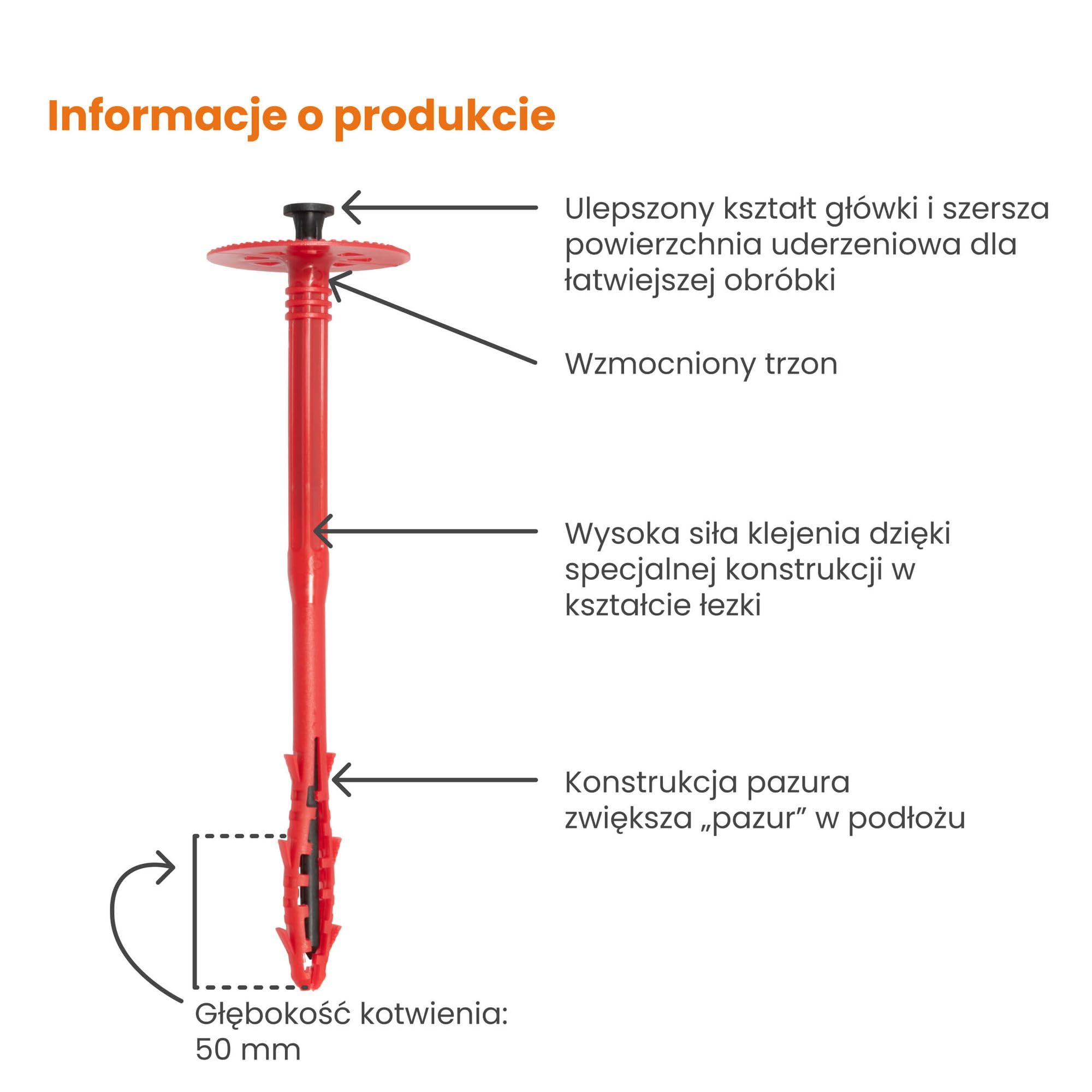 PROTEKTOR Kołki do ociepleń Ø10x200mm z plastikowym gwoździem (200 sztuk + 200 kółek + 1 otwornica) do fasad i systemów ociepleń WDVS, ETICS izolacji elewacji, kołki termiczne z certyfikatem ETA