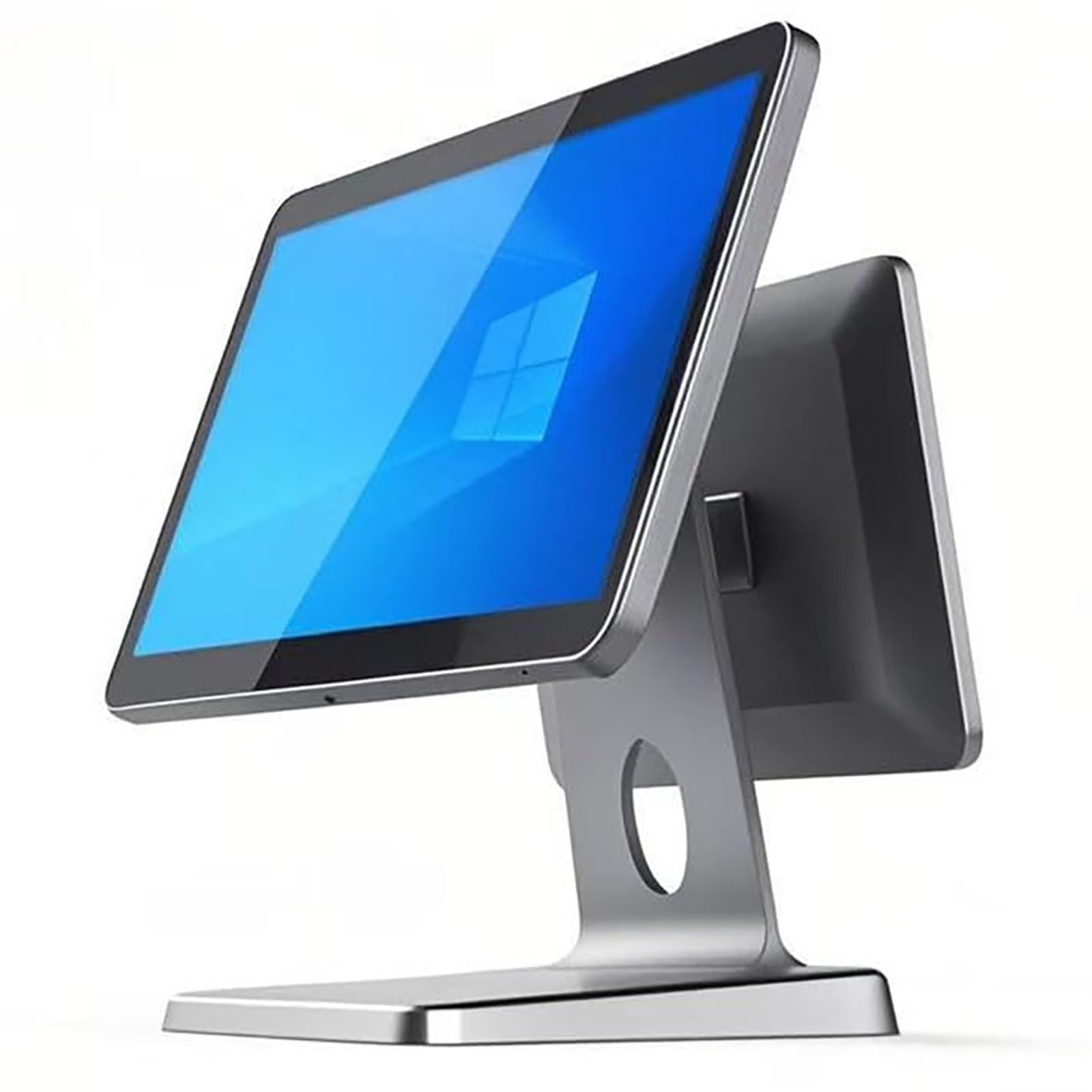 sistemas TPV doble pantalla-para restaurantes-cafeterías pequeños negocios | Caja registradora táctil todo en uno con ntel i3, 8 GB RAM, para negocios, restaurantes y tiendas, Windows 10(Silver)