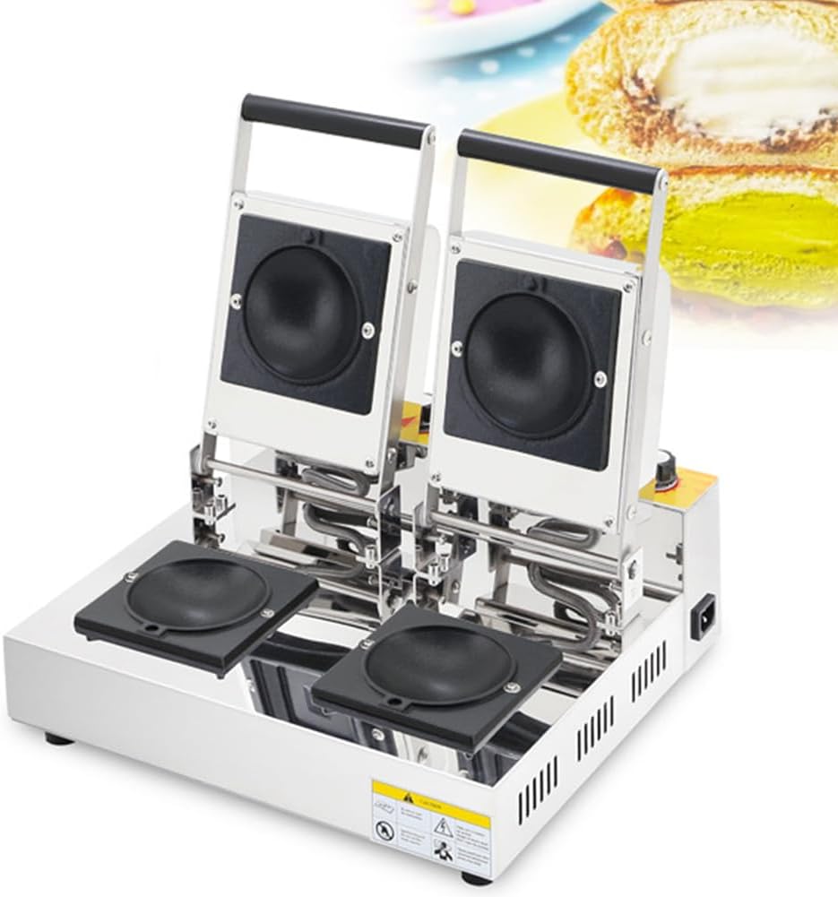 Commercial Waffle Maker, Electric Burger Waffle Maker, Stainless Steel Hamburger Machine 50~250℃ Adjustable Temperature, Double-sided Heating Design, for Home, Kitchen, Bre B