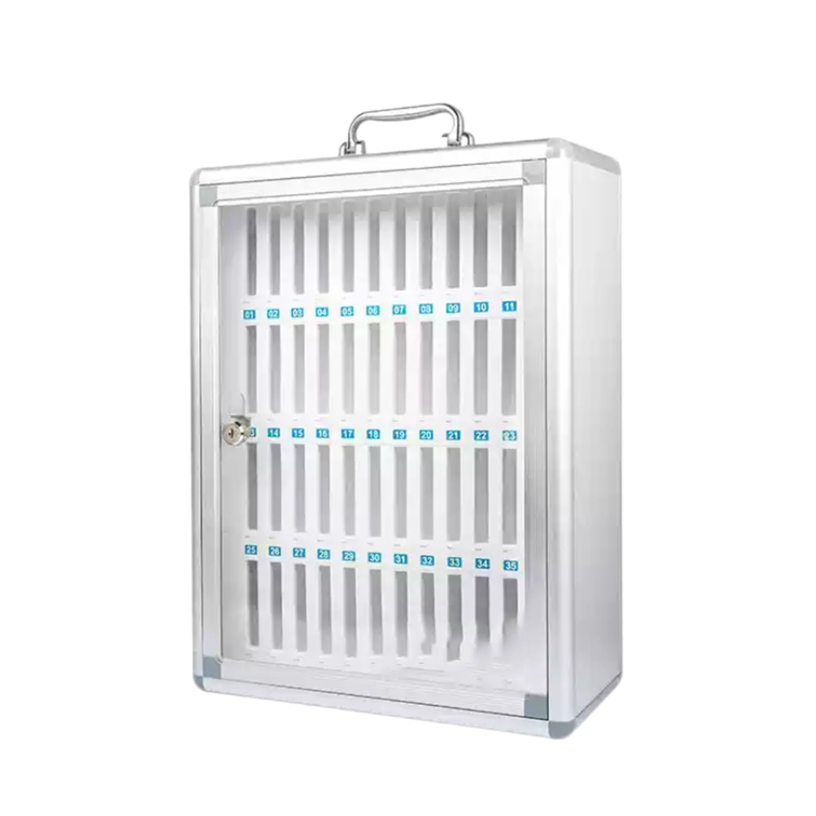 Mobile Phone Safe Deposit Box Aluminum Alloy Mobile Phone Locker Mobile Phone Storage Cabinet,with Door Lock and Key,can be Carried,with Digital Stickers,Suitable for School Restaurant Factory Office(