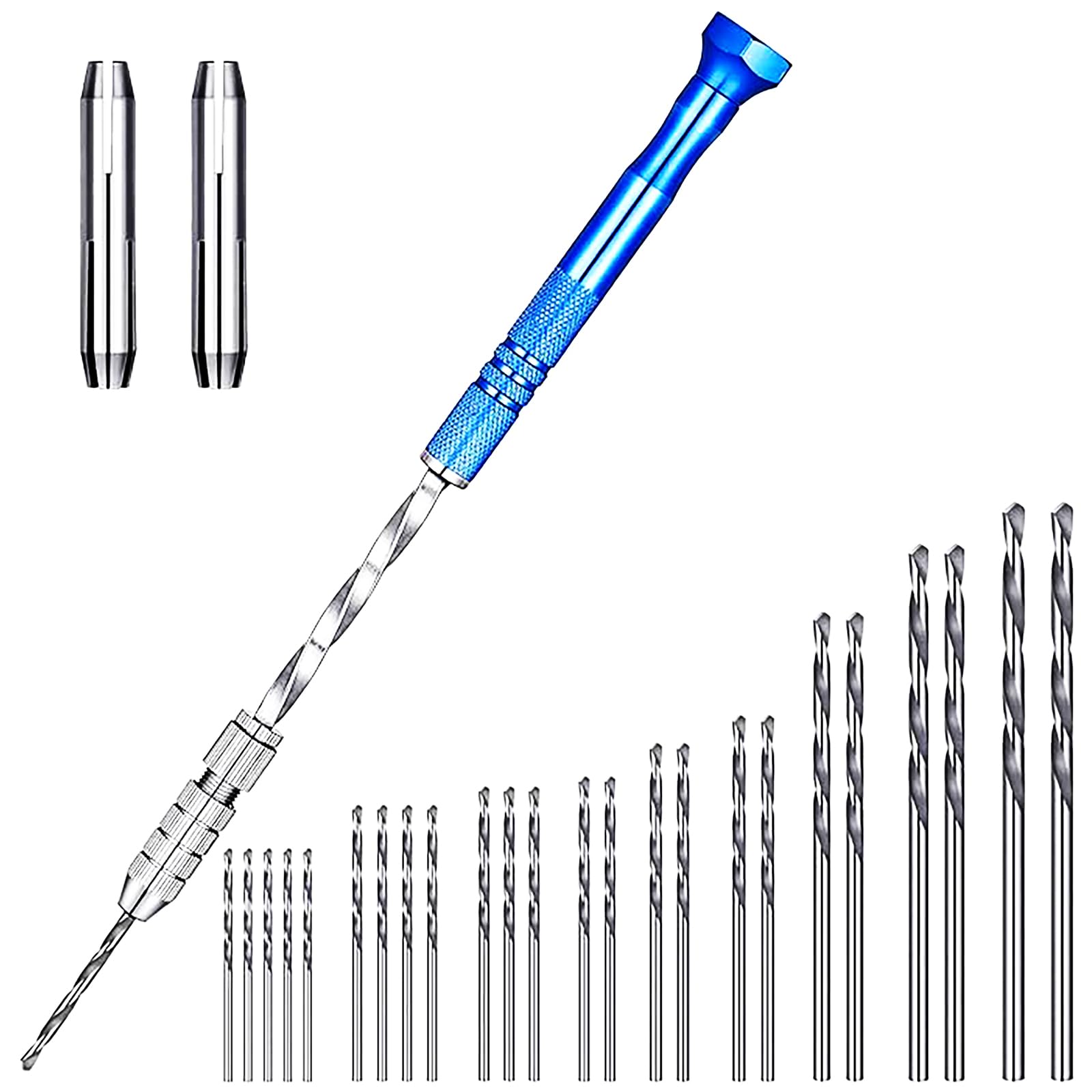 46 Pieces Pin Vise Hand Drill Bits Set Include 1 Pin Vise Hand Drill 45 Mini Twist Drill Bit (0.3-3 mm) for DIY Wood Clay Resin Casting Molds Jewelry Pendant Making Supplies