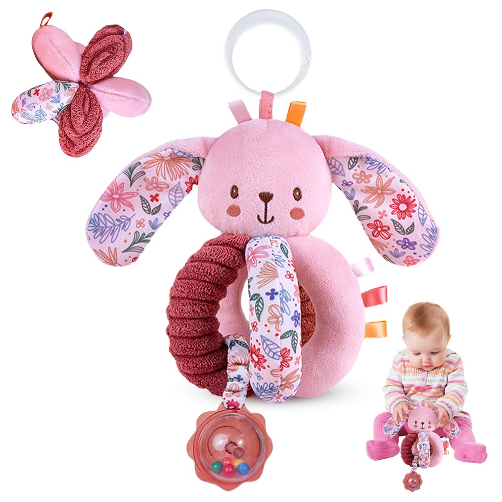 ZIBUYU® Stroller Pendant Cradle Hanging Toys for Babies 0-6 Months, Soft Plush Caterpillar Crib Toys Pink Interactive Cartoon Stuffed Crib Ornament Early Educational Activity Babies Sensory Toy-picture-21