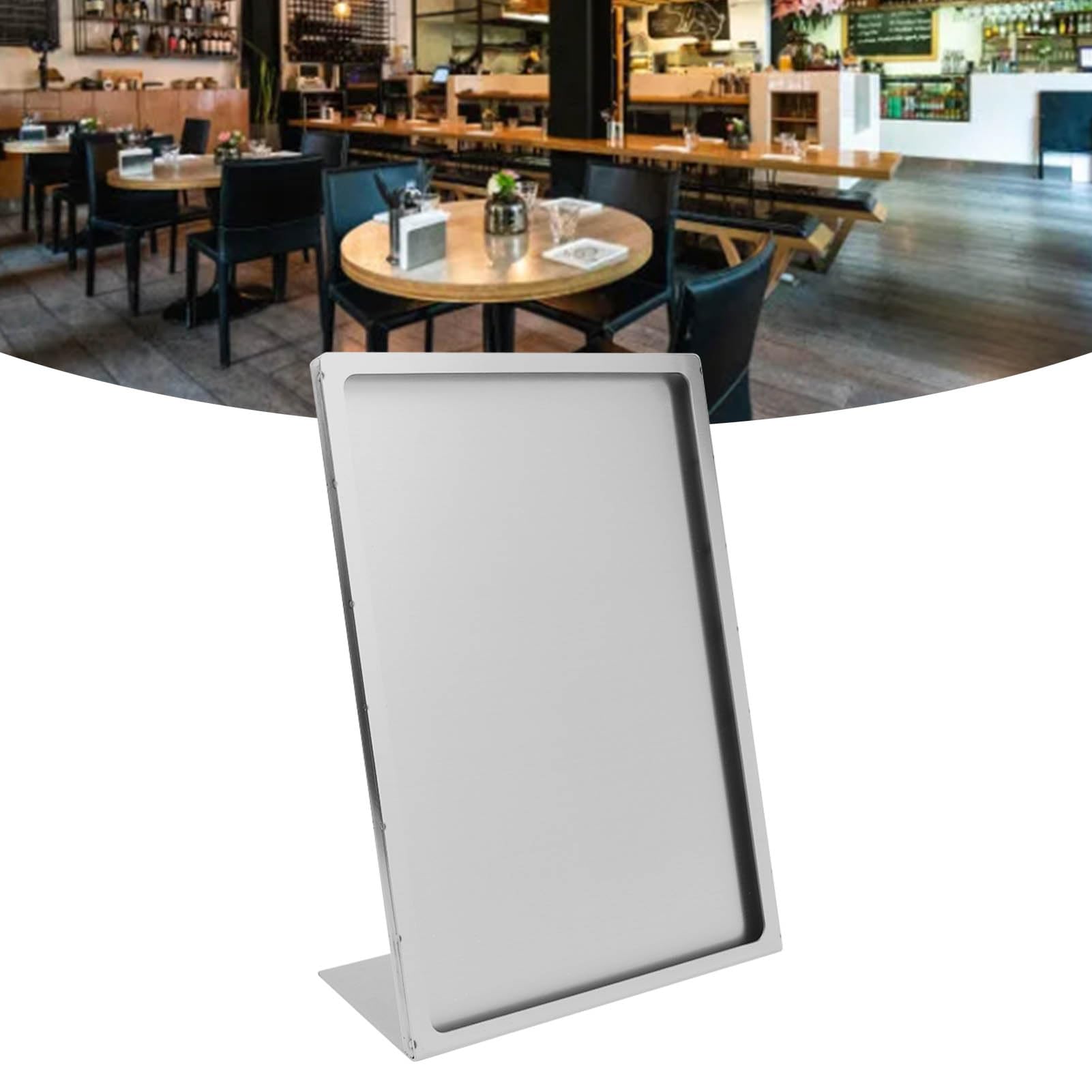 Natudeco Desktop Menu Display Stand Vertical Slant Sign Holder Menu Display Frame Stainless Steel Photo Display Stand for Kitchen Restaurant Hotel Cafe Wedding