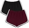 URATOT Womens Cotton Gym Yoga Summer Running Active Dance Elastic Shorts, Pack of 2