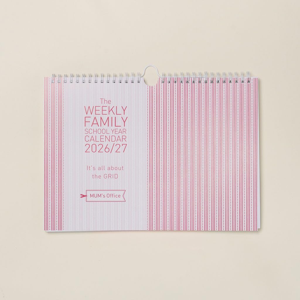 MUM's Office WEEKLY Family School Year Calendar 2026-27 - A4 family wall calendar -Aug 2026 to Aug 2027 - Week-To-View with 6 column GRID layout - organise the scheduling chaos of your busy family.