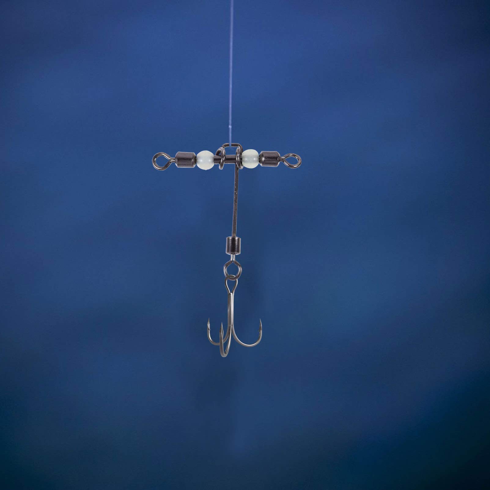 Girelle da pesca luminose da 10 pezzi Girevole a 3 vie con rotazione a 3 vie Girevole a botte incrociata con perline Amo da pesca in mare  18