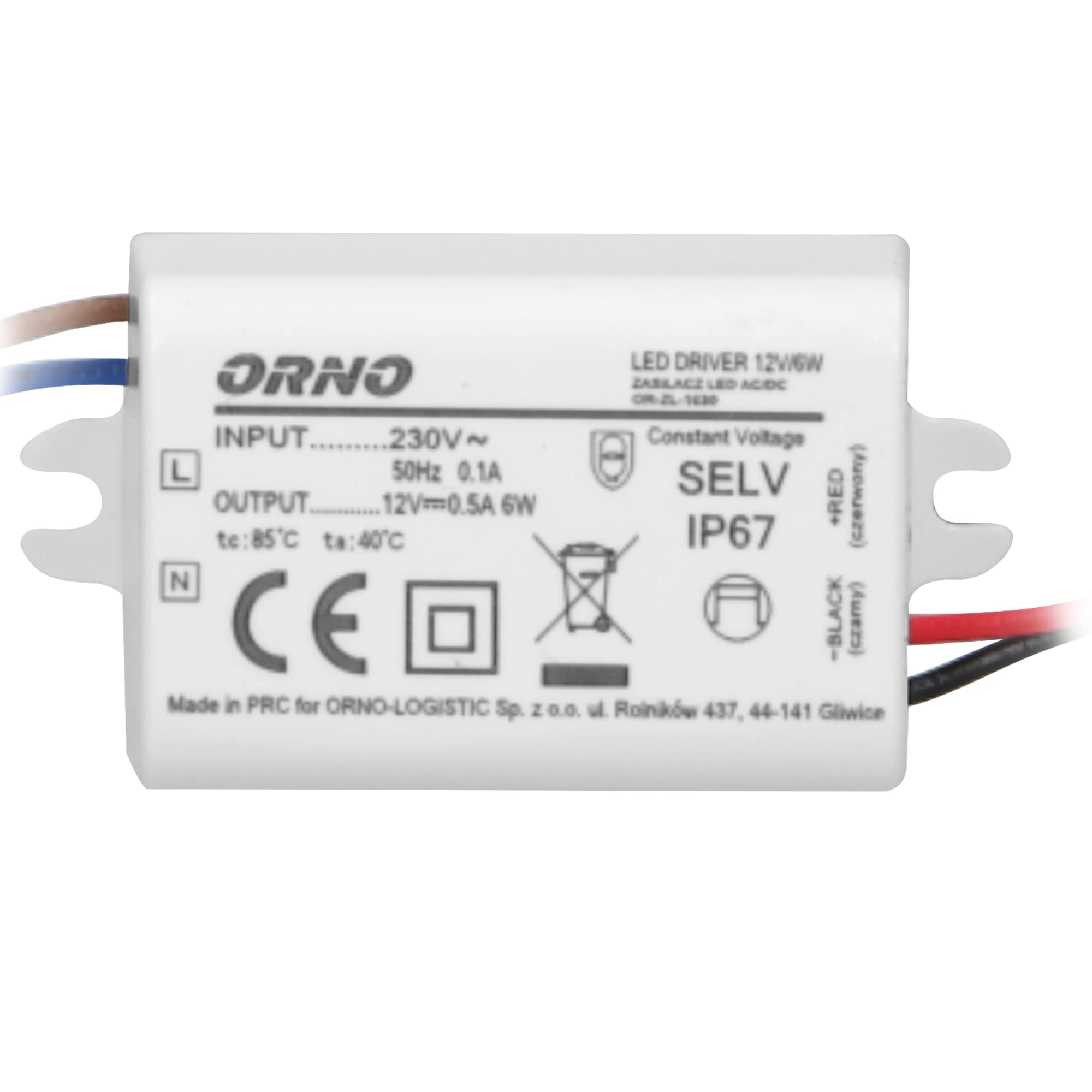ORNO ZL-1630 Mini LED transformator 12 V podtynkowy 12 V DC 6 W IP67