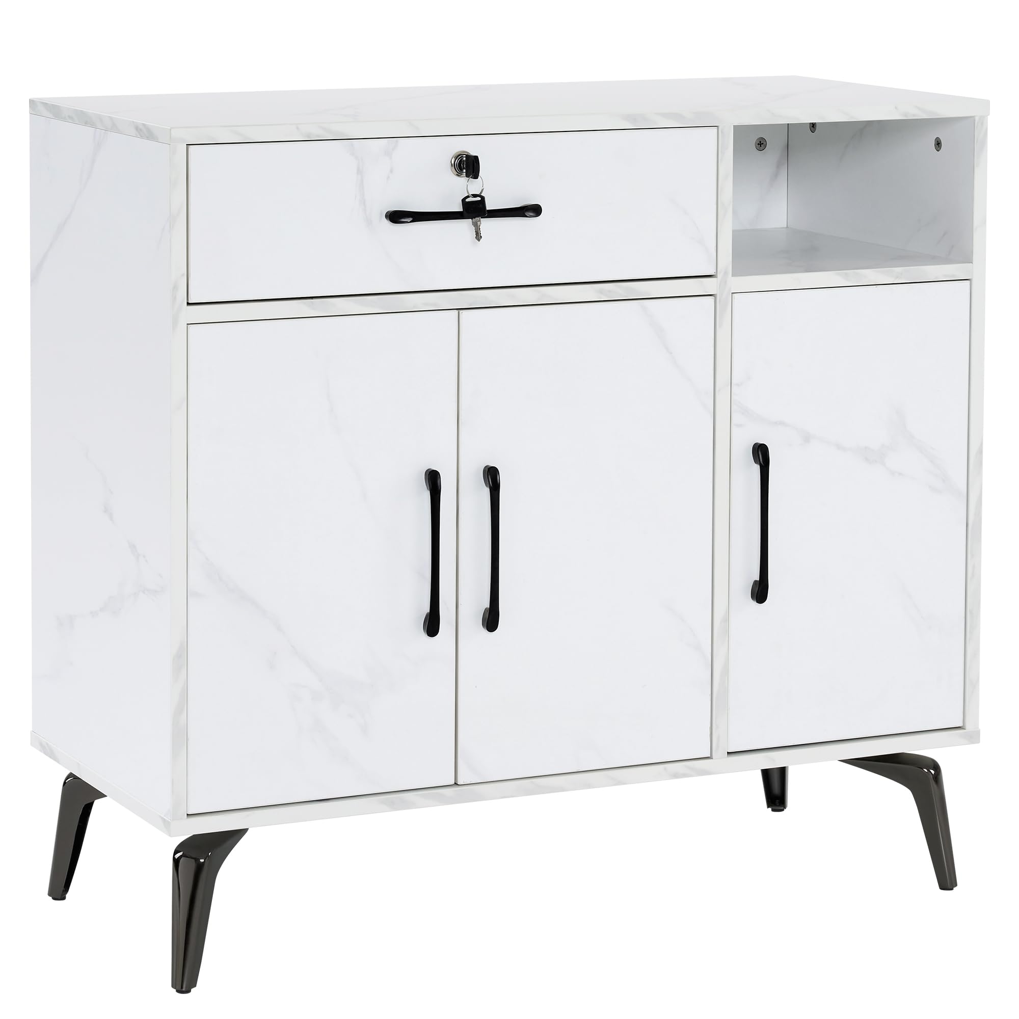 Estación de peluquería para estilista, gabinete de almacenamiento de salón de belleza, equipo de spa con 4 patas, equipo de maquillaje de utilidad moderno, tocador de estilo 3163 (blanco)