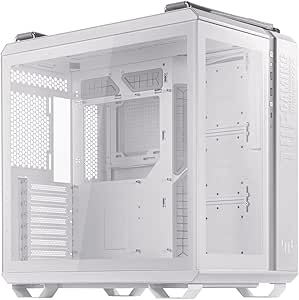 ASUS TUF Gaming GT502 Chassis per PC Gaming, Mid ATX, Doppia camera, zone di raffreddamento indipendenti, pannelli laterali senza attrezzi, USB 3.2 Gen2 Type-C frontale, Bianco