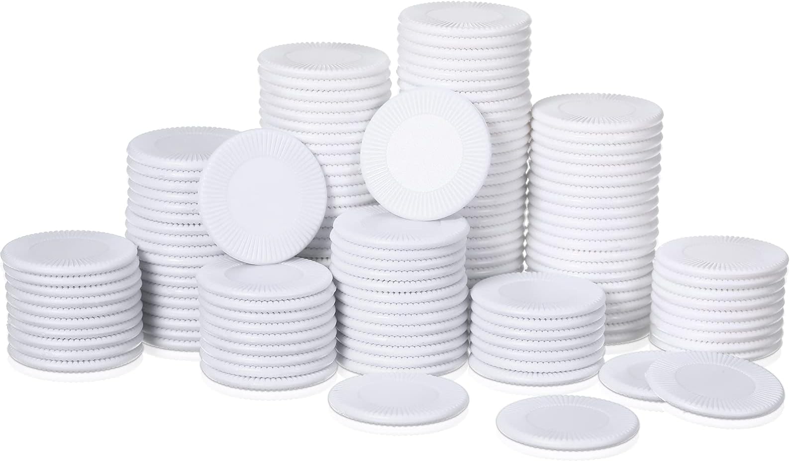 Skylety 200 Pieces Plastic Poker Chips Blank White Chips Card Small Counters Bingo Chip Counting Discs Markers for Kids Math Learning Game Play Tokens, 22 mm/ 0.87 inch