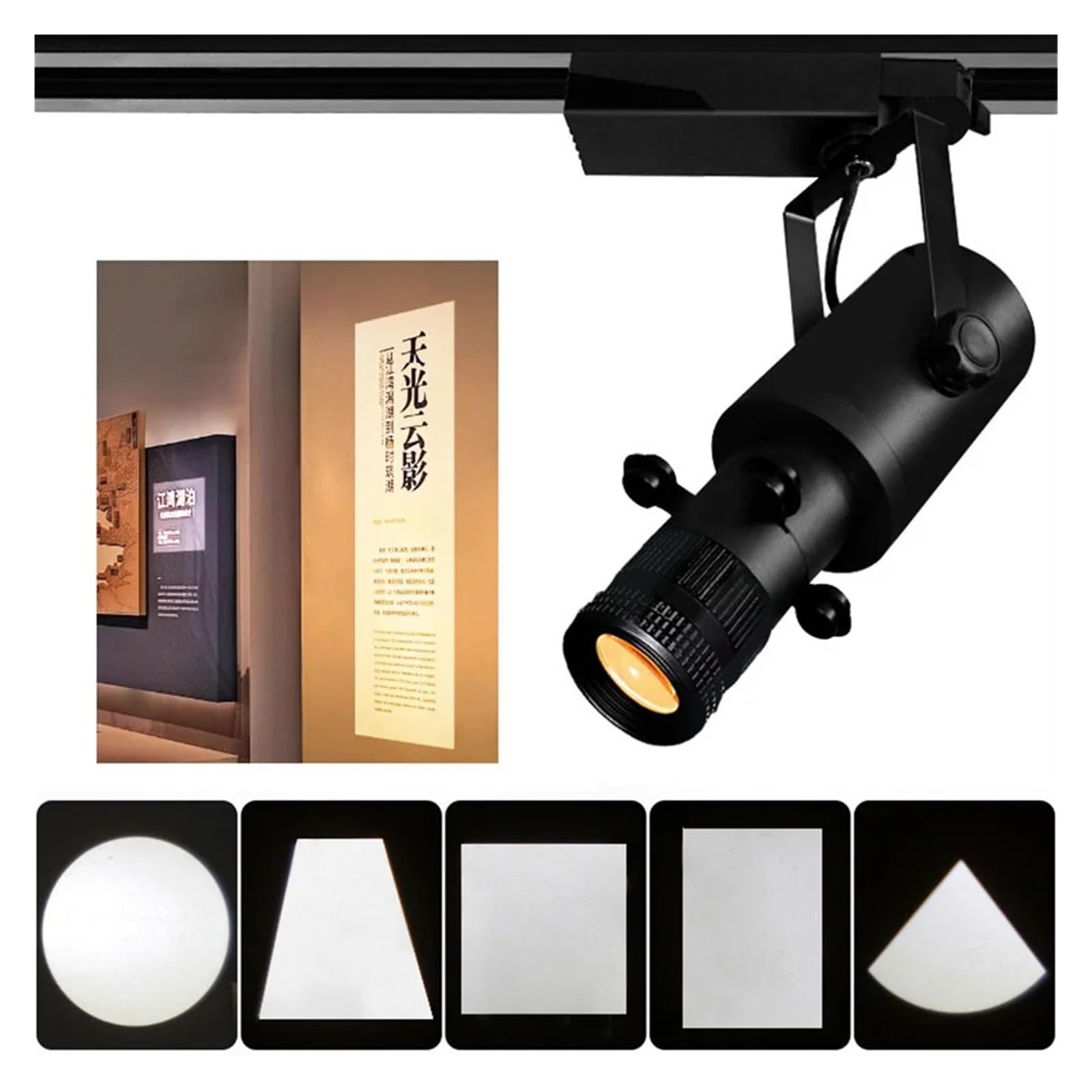 Muzeum Cięcie Światło Kaligrafia Malowanie Kwadratowe Galeria Wyświetlacz Grafika LED Szyna Sufitowe Reflektor Scena Teatralna(7W,BLACK CEILING_6000K)