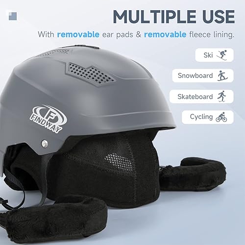 Miniatura 7 de Findway Casco de esquí profesional, casco de snowboard compatible con gafas, forro extraíble y certificado de seguridad a prueba de golpes y ligero