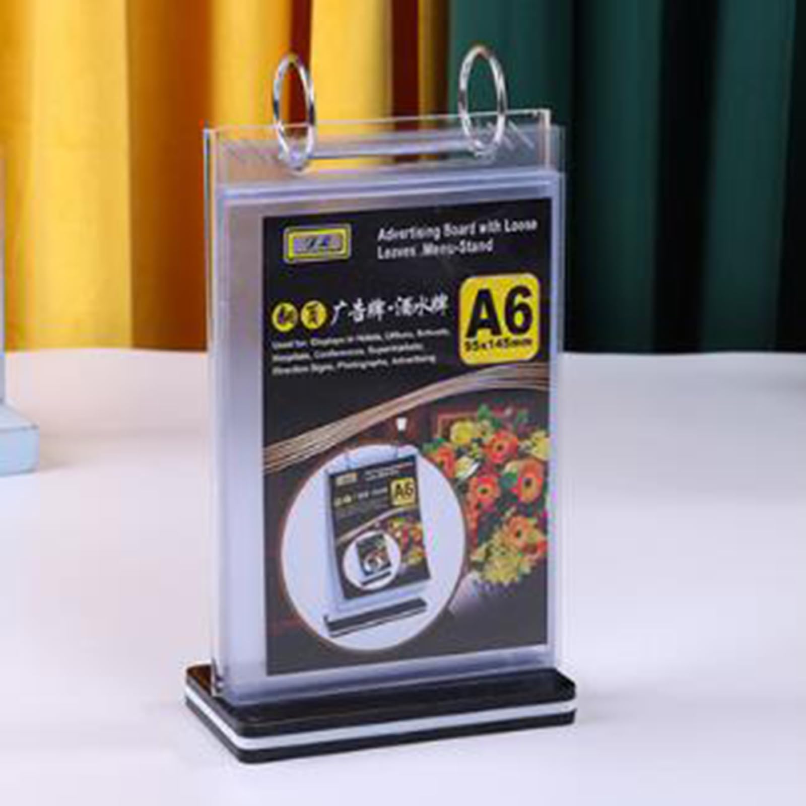 SUPERFINDINGS 3 juegos portamenú plegable de mesa de acrílico A6 titular con 6 páginas 21,5 cm altura portapóster vertical con base para mesas, mostradores de bar y recepción del hotel