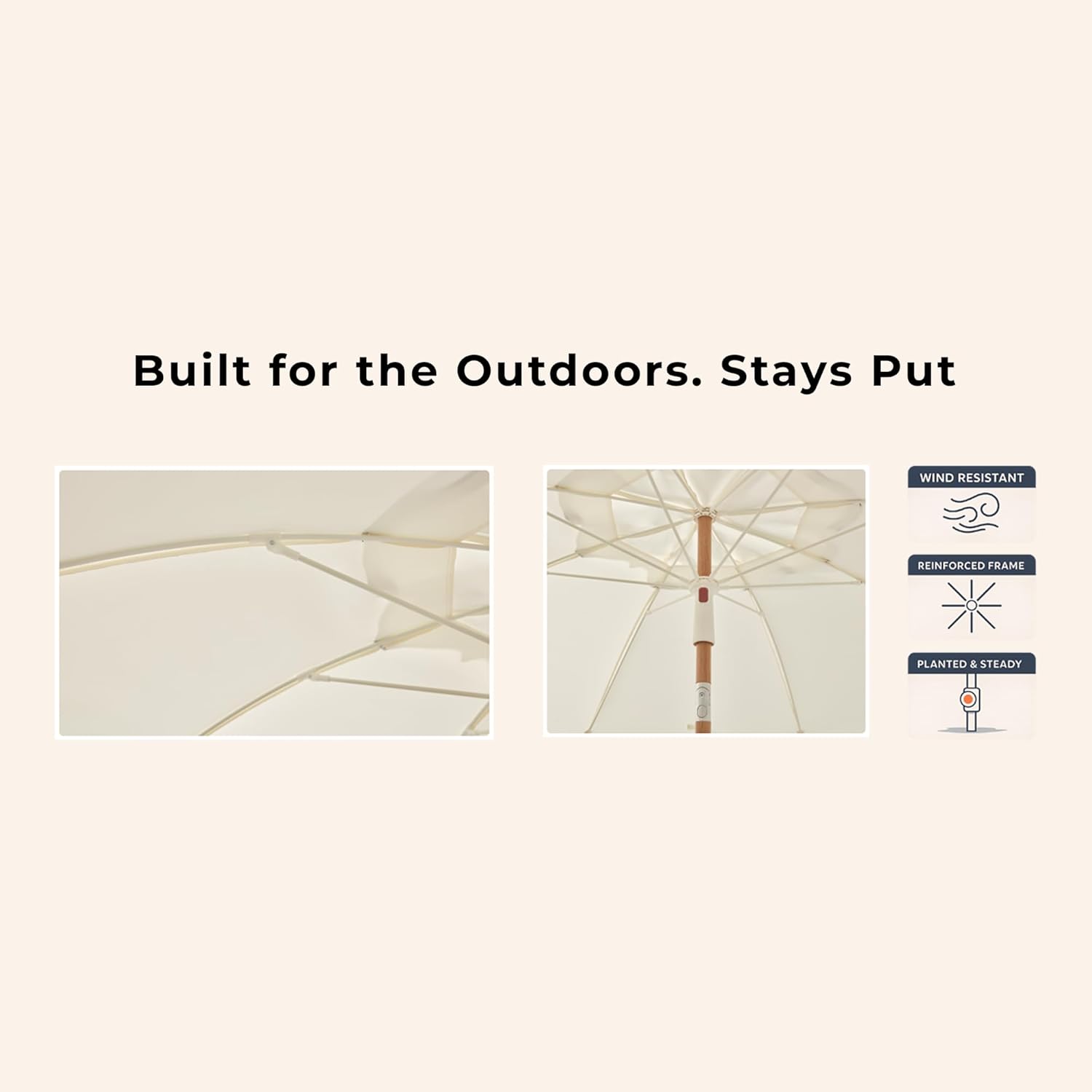 6FT Patio Beach Umbrella for Outdoor, UPF 50+ Sun Shade for Patio, Backyard, Garden, Pool and Beach, Tilt Adjustable, Portable, Harbour White