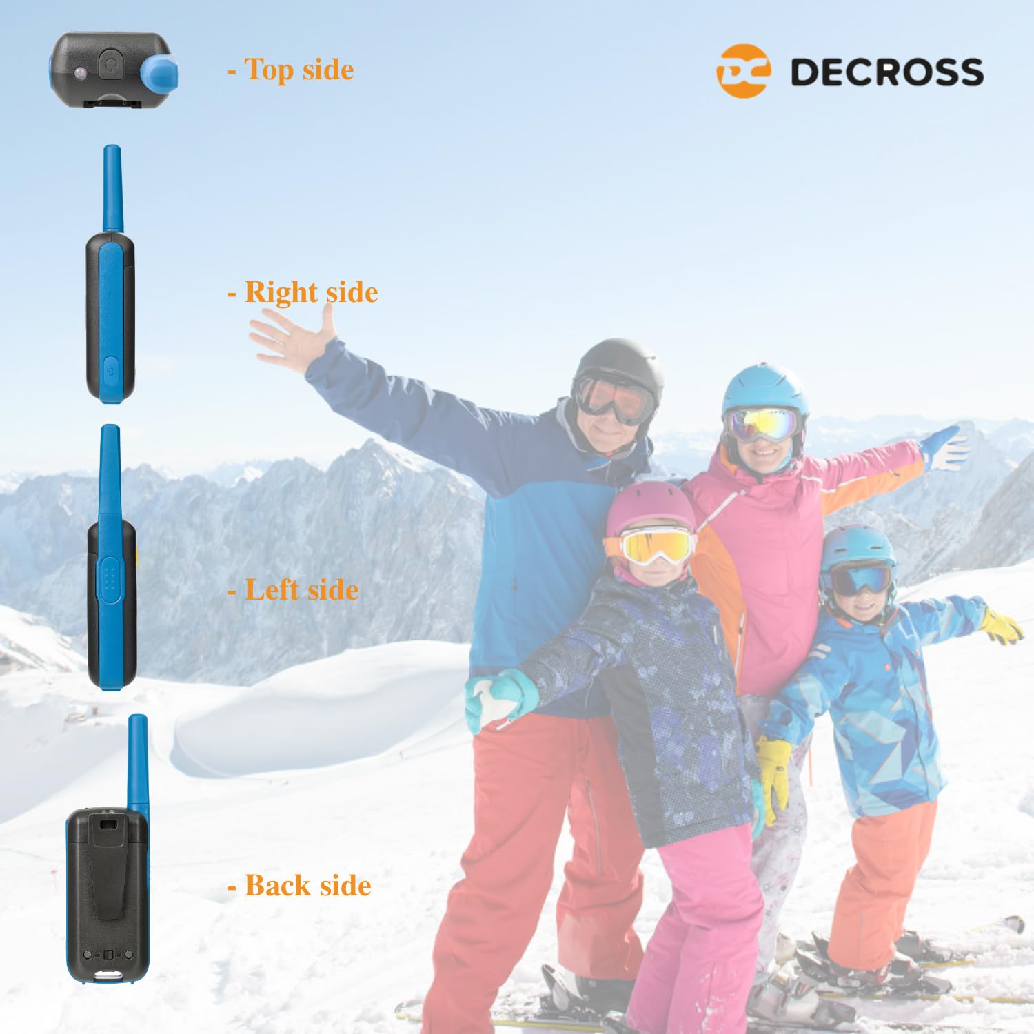 63 Walkie Talkie, 2Set Walki Talki bis zu 8 km, PMR446 16 Kanäle, VOX, Taschenlampe, IPX4, EIN schönes Geschenk, Wanderungen, Camping, Akku (Blau)