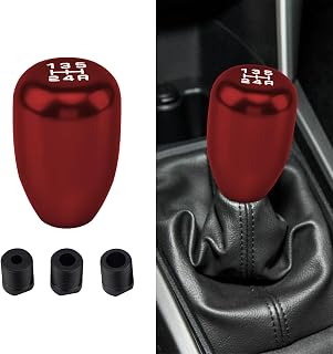 CHRYMUM Universal Manual 5-Speed Gear Shift Knob - Premium Aluminum Alloy Replacement for Cars Trucks SUVs (Red)