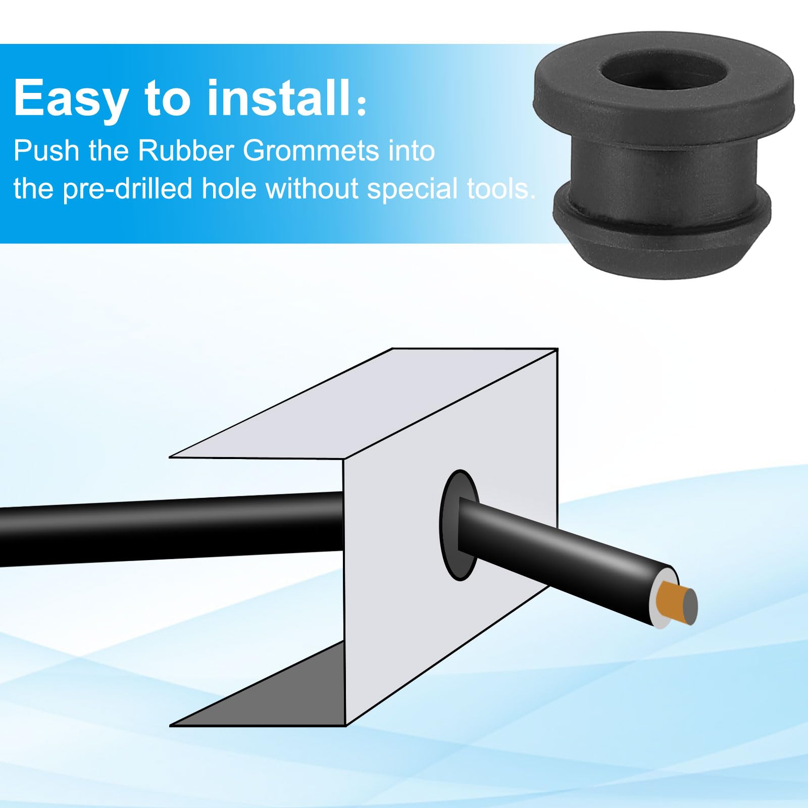 PATIKIL 9.5mm / 3/8 Inch Drill Hole,1/4 Inch ID Rubber Grommets - Image 4
