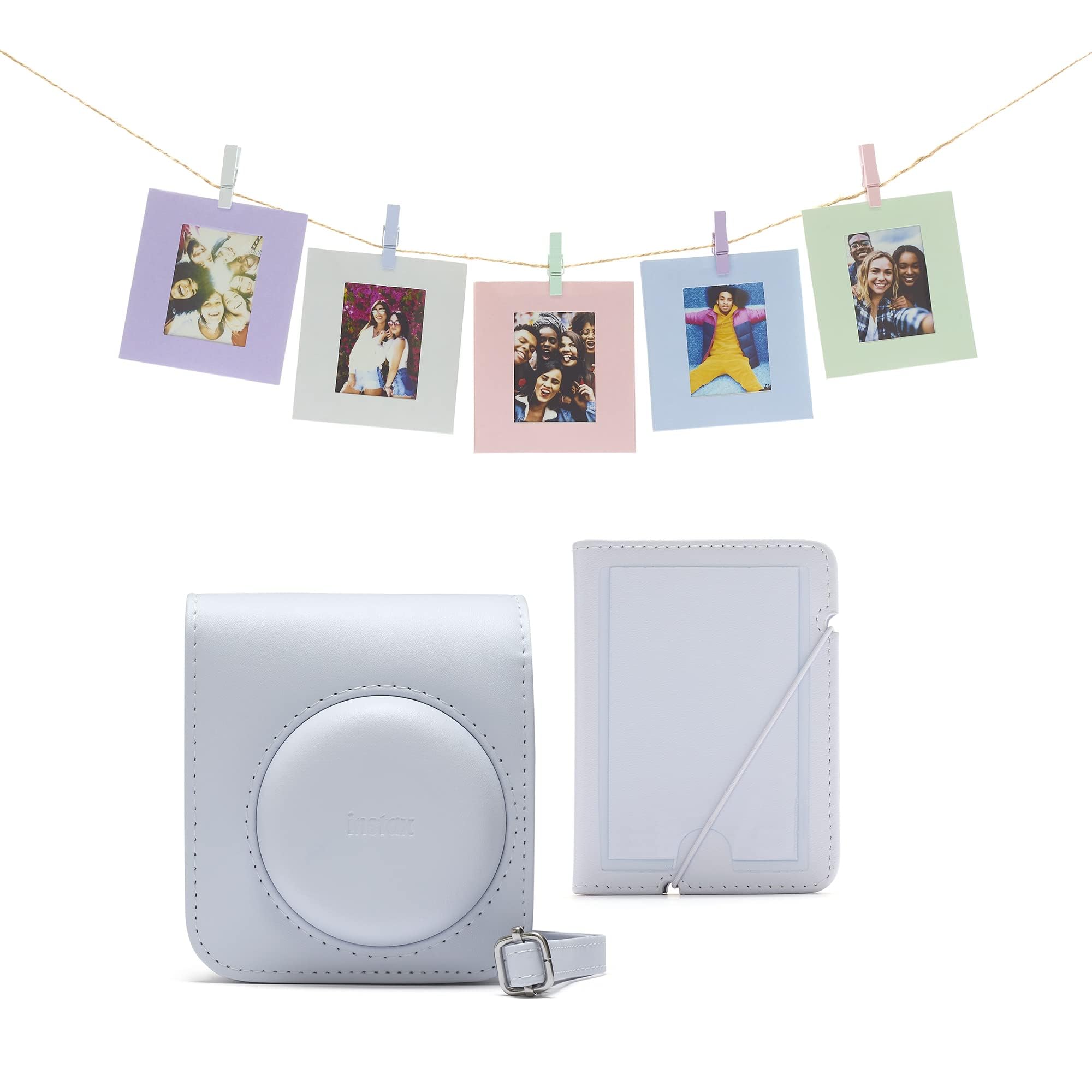 INSTAX mini 12 acessory kit, Camera case, Photo Album, Hanging Cards and pegs, Clay White