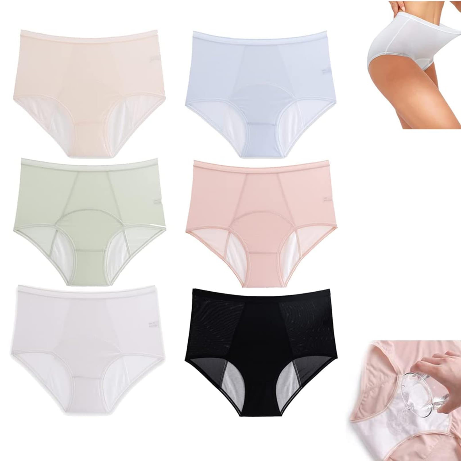 Braguitas a Prueba de Fugas para Mujer Bragas de Incontinencia, Bragas Menstruales de Algodón para Mujer, Bragas para Períodos Menstruales Lavables y Reutilizables