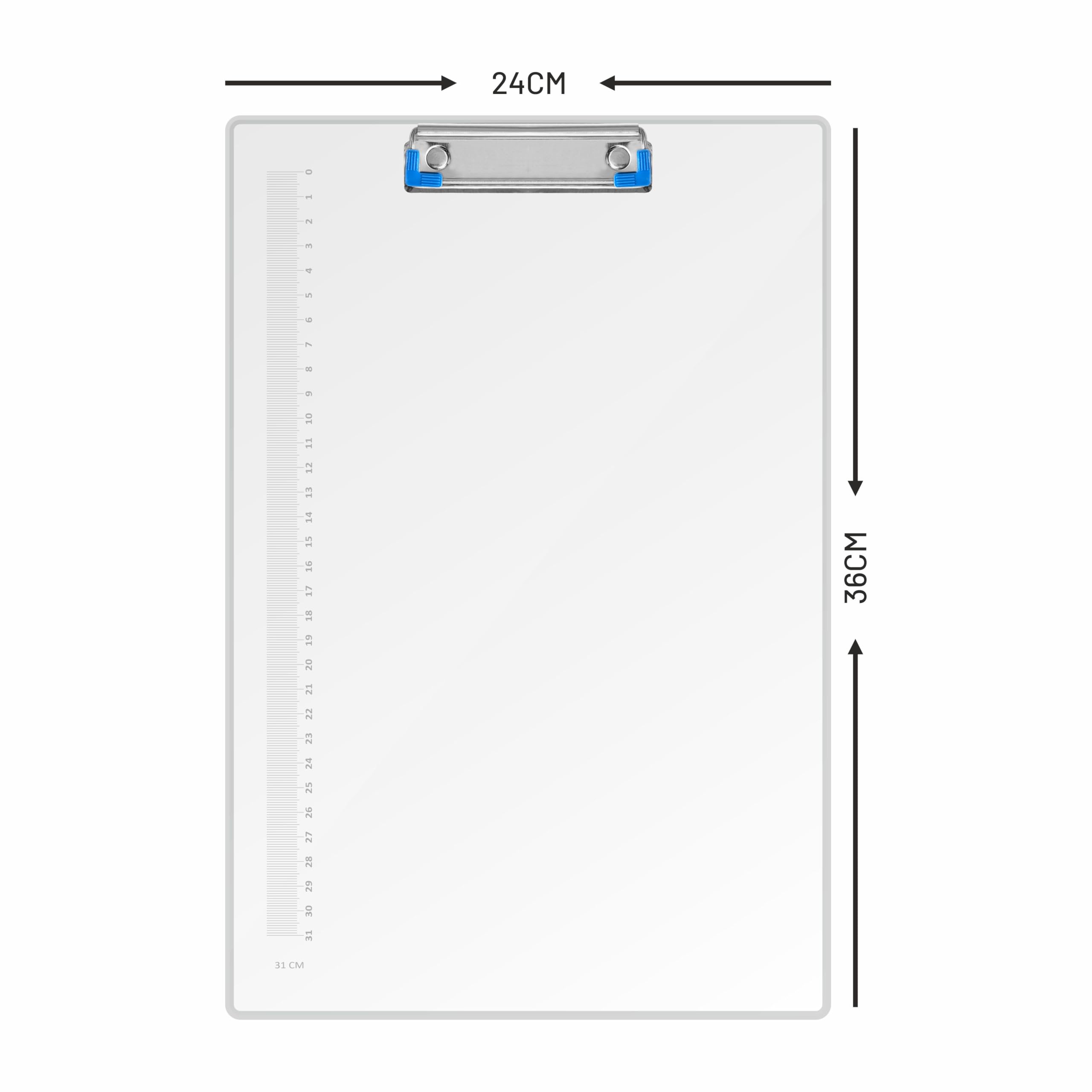 Anupam Portablocco in plastica, trasparente, 24 x 36 cm, portablocco formato A4, per infermieri, studenti, ufficio e donne, portablocco con portapenne e clip a basso profilo