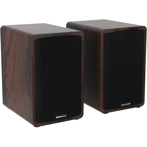 Rockville ELITE-5D Bluetooth Bookshelf Speakers – 800W, 5.25" Drivers, Optical & USB Inputs, Dual Mic Inputs, Dark Wood Finish